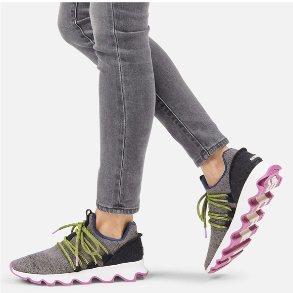 Sorel Shoes - SOREL | kinetic lace up grey knit sneaker